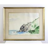 Cliff/ocean view, watercolor, 22" x 29".