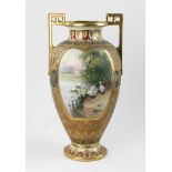 Rare Nippon Egyptian Revival hand-painted vase. Provenance: From a Swampscott, Massachusetts