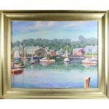 Remo Gaietto, view of boats, oil on canvas, 30" x 40", framed 40" x 50". Provenance: From a