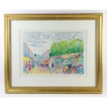 J. Picot, Cannes, France street scene, signed print, numbered 98/250, 25" x 31". Provenance: From