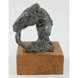 Nina Bohlen (20th century), horse head and figure, lead sculpture, 7 1/2" H x 5" W x 4" D.