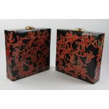 Chinese red and black vases. Provenance: From a West Palm Beach, Florida estate.