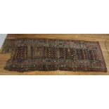 Antique Causcasian triple Kazak runner, 3' 10" x 9' 6".