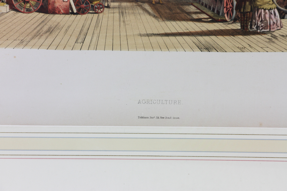 Two chromolithographs, Dickenson Bros, machinery and agriculture, dated 1852, 15" x 21". Provenance: - Image 4 of 8