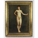 Boston or Philadelphia School, nude woman, oil on canvas, signed U/L, 23" x 17", framed 29" x 23".