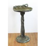 Exceptional bronze tree trunk birdbath, 37" H x 20' W. Provenance: From an Everett, Massachusetts