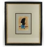 Georgia O'Keeffe, robed woman, watercolor, info verso, 8" x 6", framed 26" x 24". Provenance: From