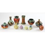 Group of eleven (11) small modern art pottery vases by Stephanie Young. Provenance: From a Newton,