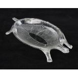 Sandwich glass turtle shape bowl, some edge chips, 10" H x 5 1/4" diameter. Provenance: From a New
