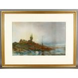 Landscape, pastel, unsigned, 13 1/4" x 21 1/4" (view), 22 1/8" x 29 5/8" (frame).