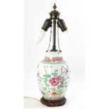 Chinese ginger jar lamp, floral design, 20" H. Provenance: From a Delray Beach, Florida estate.