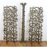 Designer bronze floral fencing and one post, 45" H x 16" W. Provenance: From an Everett,