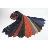 Group of men's ties, to include: Piccione, Ferre, Hermes, Canali, Brioni, Christian Dior, and