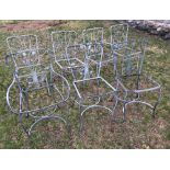 Assorted Italian design painted wrought iron chairs, no seats, seven (7) total.