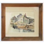 Janet Laura Scott signed, Gloucester Pier, watercolor, 12" x 14", framed 22" x 24".