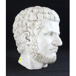 Carved Italian marble head of Roman emperor Caracalla, 12" H. Provenance: From a Rome, Italy