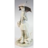 Lladro figure of woman with umbrella, 10 1/4" H. Provenance: Boynton Beach, Florida estate.