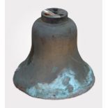 Bronze ship's bell, 42" H x 12" W. Provenance: From an Everett, Massachusetts estate.