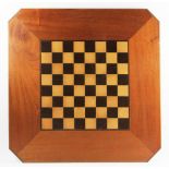 Fine inlaid mahogany, ebony and satinwood checkerboard, 25 1/2" H x 25 1/2" W.