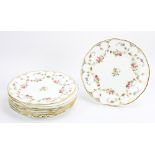 Set of seven (7) Cauldon England luncheon plates with floral design, 9" diameter. Provenance: Estate