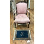 French armchair, together with rug. Provenance: Estate of antique dealer Mr. Bob Tassel.