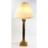 Corinthian column bronze lamp, working, 37" H. Provenance: Estate of Alfreda Rochelle-Thomas, Palm