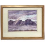 Stoddard signed, ocean cliff, watercolor, framed 16" x 20".