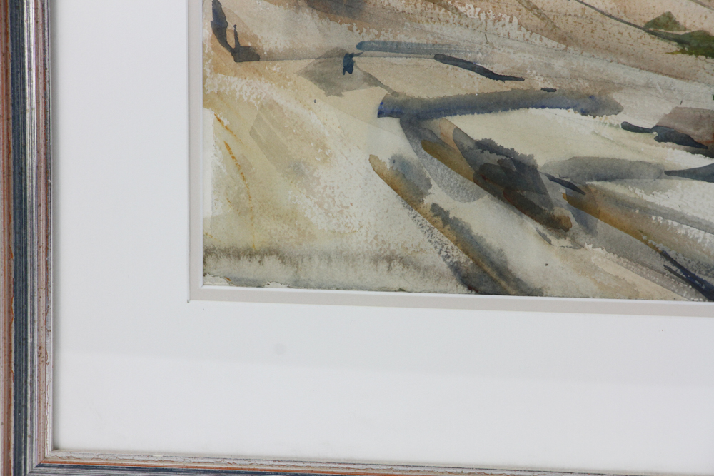 Betty Lou Schlemm (b. 1934), Pigeon Cove, Rockport, watercolor, signed, 15" x 22", framed 23" x 30". - Image 5 of 6