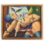 Afonso MF Oliveira (Brazil, 20th century), surreal figures, oil on canvas, 21" x 17". Provenance: