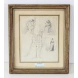 Kerstein, scenes fron Shakespeare, pencil drawing, 8" x 6", framed 11 1/2" x 10". Provenance: From a