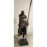 Large African full standing bronze sculpture of female figure, 62" H x 22". Provenance: From a Los