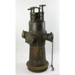 World War I bronze ship's fire hydrant, 73 lbs, 29" H x 14" W. Provenance: From an Everett,