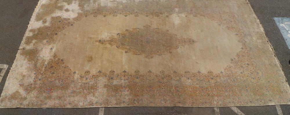 Antique Persian Kerman rug, 23' 8" x 11' 10". Provenance: From a Danvers, Massachusetts estate. - Image 2 of 9