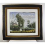 Dartrey B. Liang, landscape painting, oil on canvas, signed, 20" x 24", framed 33 1/2" x 37 1/2".