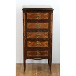 Italian inlaid lingerie chest, 40" H x 18" W x 12" D. Provenance: From a Fitchburg, Massachusetts