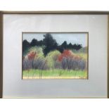 Pastel of trees, signed indistinctly 'M Light' and dated '81, The Sande Webster Gallery label verso,