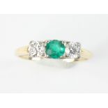 Diamond and 14k gold emerald ring, size 7. Provenance: From a Fitchburg, Massachusetts estate.