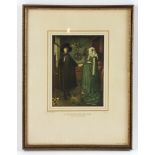 Jan van Eyck, "Wedding Couple", Italian colored print, image 6" x 4 1/2", framed 12 1/2" x 9 1/2".