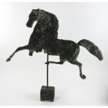 19th century copper weather vane of a horse on stand. Provenance: From a Jupiter, Florida estate.