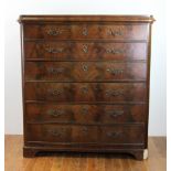 Mid 19th century Classical Empire linen six drawer chest, having flame mahogany panels, 56" H x