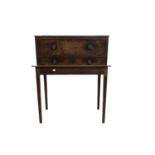 C18th Mahogany Desk Top Secretaire with fall flap enclosing fitted nest of small mahogany lined