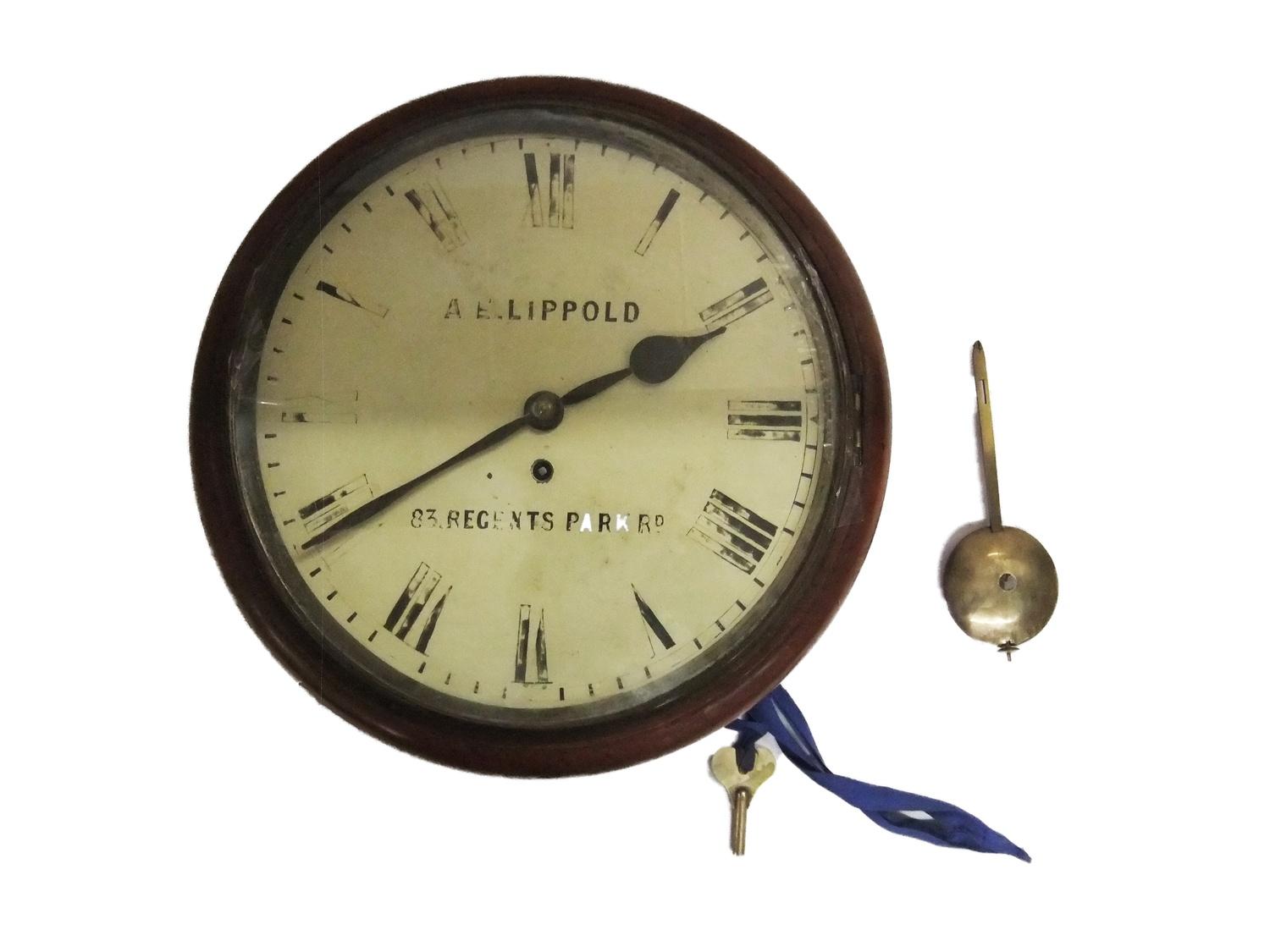 C19th Mahogany Cased Fusee Dial Clock marked AE Lippold 83 Regents Park Road, Roman numerals,