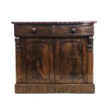 Victorian Mahogany Chiffonier with 2 cock beaded frieze drawers over pair panelled doors, on