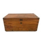 Late C19th Camphor Wood Chest with brass corners, metal carrying handles 41"x20"x19" CONDITION
