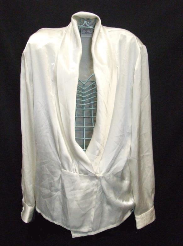 Ladies Alexon Cream Satin Blouse size 10, Richards Grey Satin Blouse size 12, Alexon Grey Tie Neck - Image 5 of 5