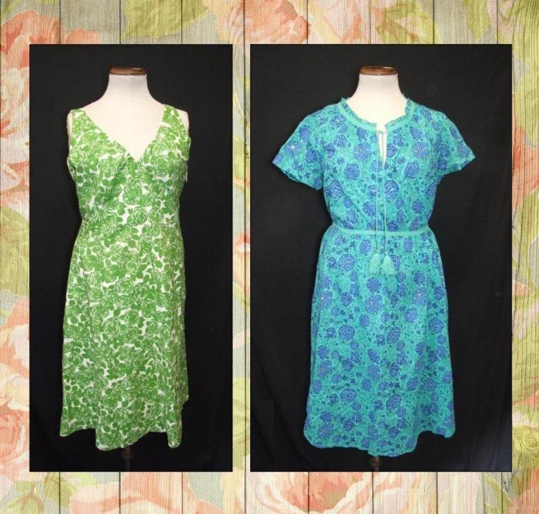 Boden Green Floral Cotton Dress & East Blue/Green Cotton Dress, both size 12 (2) CONDITION REPORT