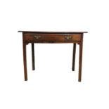 Rectangular Topped Chippendale Period Mahogany C18th Side Table with long drawer, brass handles,