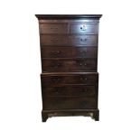 Georgian Mahogany Chest on Chest with oak lined drawers, lower section on tall bracket supports, 3