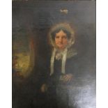 Mid C19th Portrait Elderly Lady, in gilt frame, marked to reverse 'Lydia Gearing aged 71 1/2 & baby?
