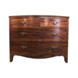 Georgian Mahogany Bow Fronted Chest of 2 short & 2 long graduated cock beaded drawers with later